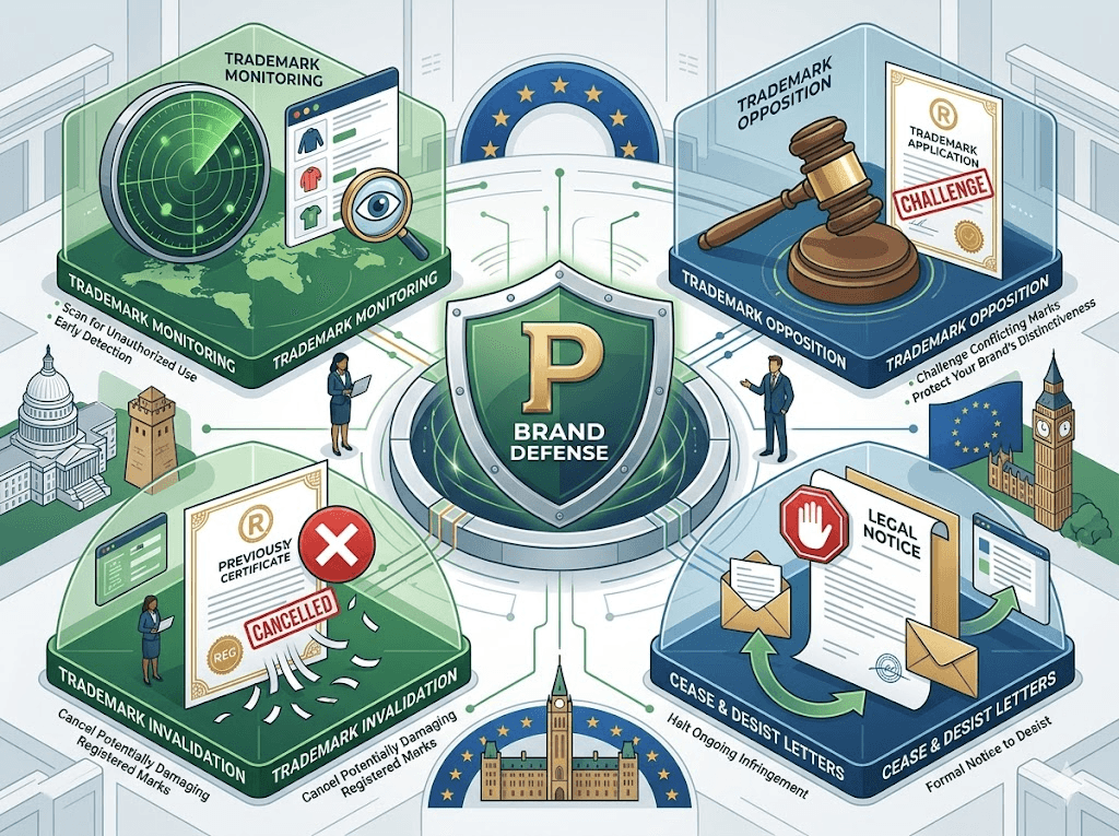 Ongoing brand defense services — opposition, invalidation, and monitoring